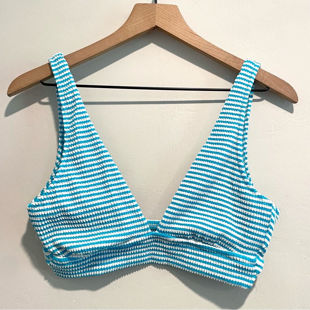 Aerie Crinkle Striped Longline Plunge Bikini Top